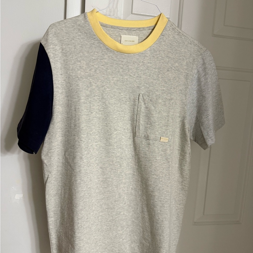 Aime Leon Dore men medium grey coloblock pocket tee shirt
